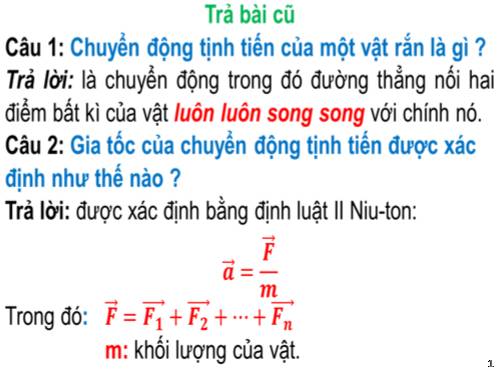 Bài 21. Chuyển động tịnh tiến của vật rắn. Chuyển động quay của vật rắn quanh một trục cố định