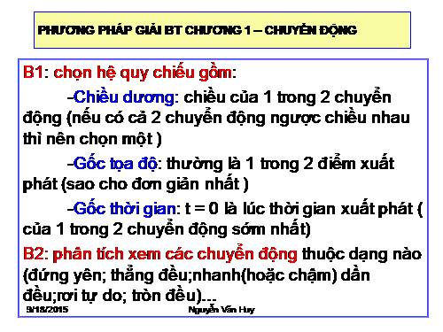 phương pháp giải BT chương 1 chuyển động