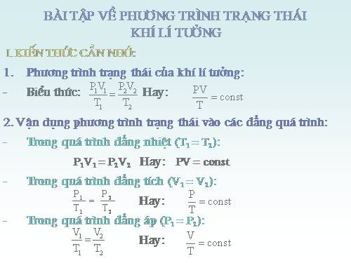 Bài 31. Phương trình trạng thái của khí lí tưởng