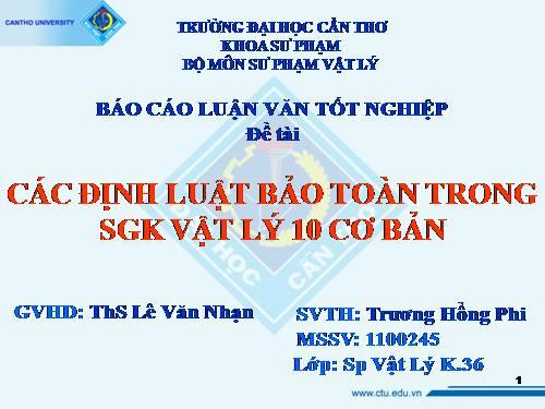 Các định luật bảo toàn (Báo cáo luận văn)