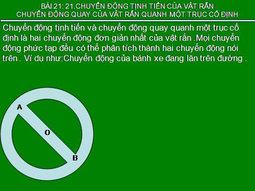 Bài 21. Chuyển động tịnh tiến của vật rắn. Chuyển động quay của vật rắn quanh một trục cố định