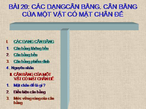 Bài 20. Các dạng cân bằng. Cân bằng của một vật có mặt chân đế