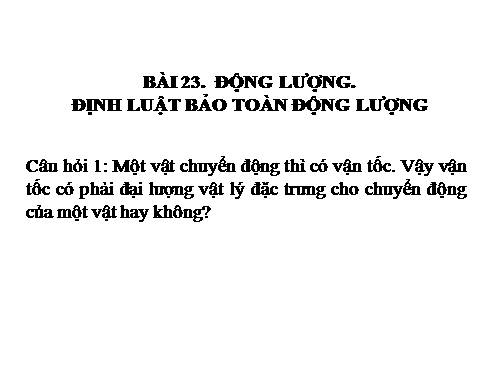 Bài 23. Động lượng. Định luật bảo toàn động lượng