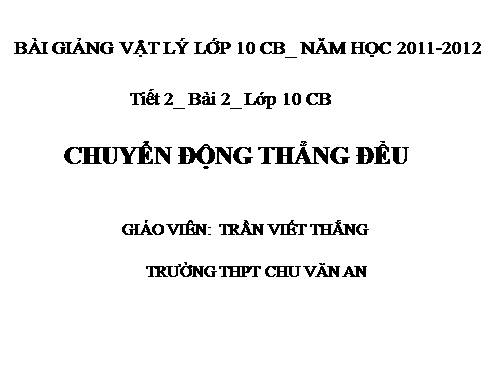 Bài 2. Chuyển động thẳng đều