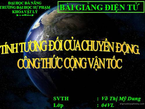 Bài 6. Tính tương đối của chuyển động. Công thức cộng vận tốc