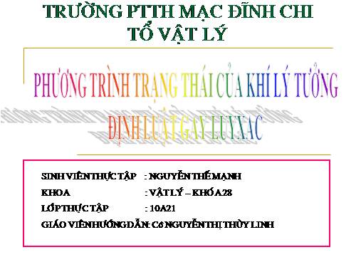 Bài 31. Phương trình trạng thái của khí lí tưởng