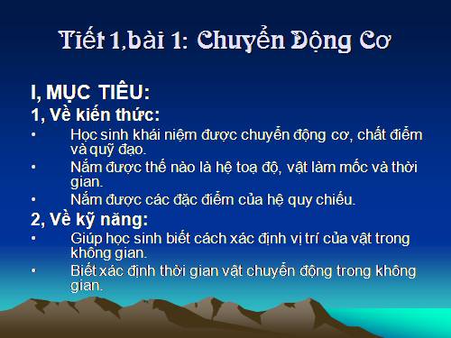 Bài 1. Chuyển động cơ