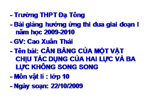 Bài 17. Cân bằng của một vật chịu tác dụng của hai lực và của ba lực không song song