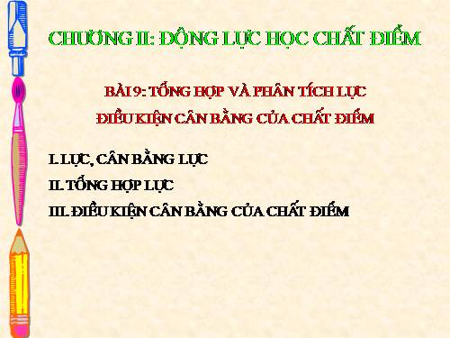 Bài 9. Tổng hợp và phân tích lực. Điều kiện cân bằng của chất điểm