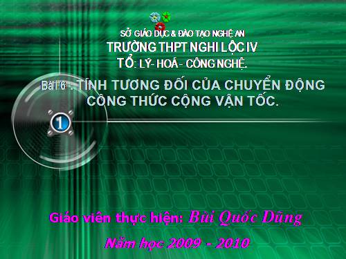 Bài 6. Tính tương đối của chuyển động. Công thức cộng vận tốc