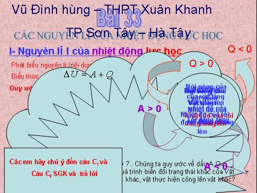 Bài 33. Các nguyên lí của nhiệt động lực học