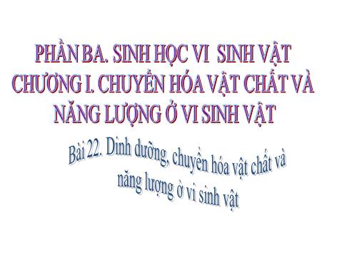 Bài 22. Dinh dưỡng, chuyển hóa vật chất và năng lượng ở vi sinh vật