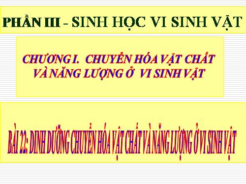 Bài 22. Dinh dưỡng, chuyển hóa vật chất và năng lượng ở vi sinh vật