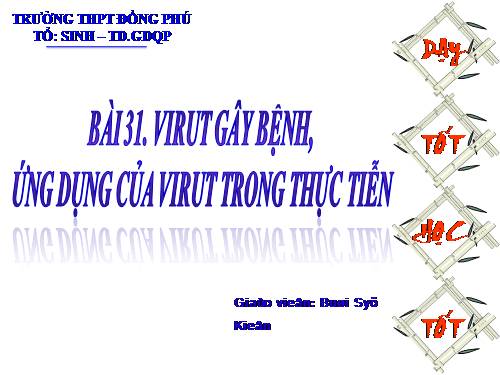 Bài 31. Virut gây bệnh, ứng dụng của virut trong thực tiễn