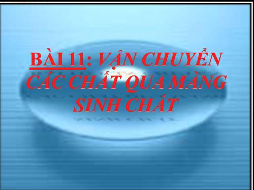 Bài 11. Vận chuyển các chất qua màng sinh chất