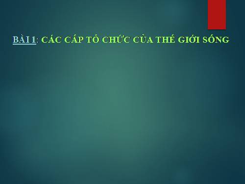 Bài 1. Các cấp tổ chức của thế giới sống