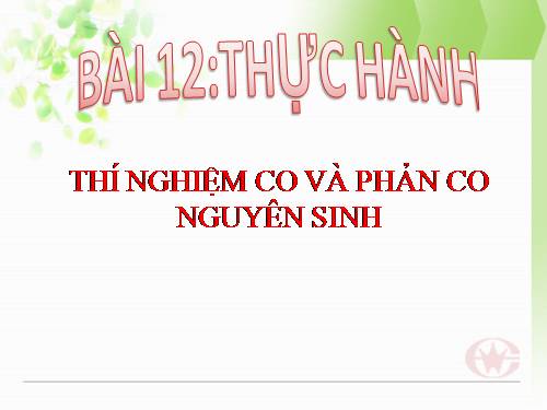 Bài 12. Thực hành: Thí nghiệm co và giảm co nguyên sinh