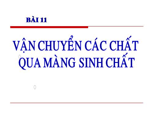 Bài 11. Vận chuyển các chất qua màng sinh chất