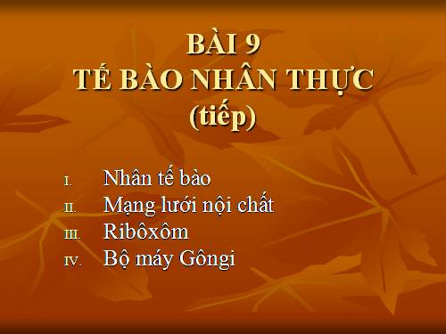 Bài 9. Tế bào nhân thực (tiếp theo)