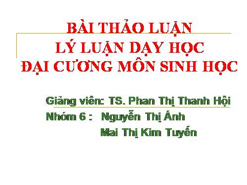 Thảo luận PP dạy học trực quan. ĐH SP Hà Nội