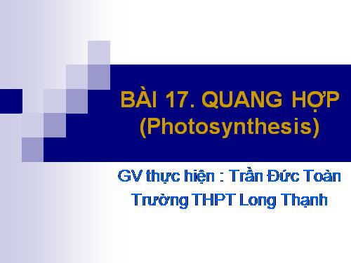 Bài 17. Quang hợp