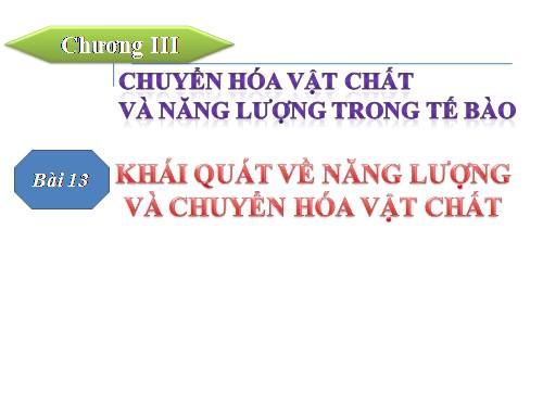 Bài 13. Khái niệm về năng lượng và chuyển hóa vật chất