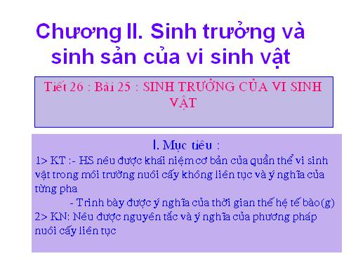 Bài 25. Sinh trưởng của vi sinh vật