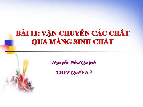 Bài 11. Vận chuyển các chất qua màng sinh chất