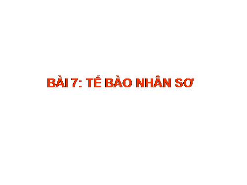 Bài 7. Tế bào nhân sơ