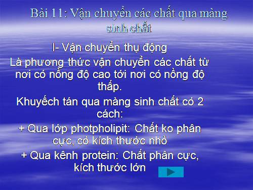 Bài 11. Vận chuyển các chất qua màng sinh chất