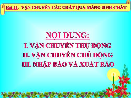 Bài 11. Vận chuyển các chất qua màng sinh chất