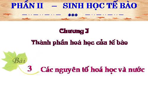 Bài 3. Các nguyên tố hóa học và nước