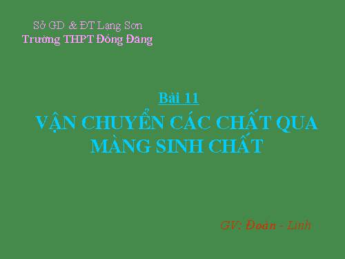 Bài 11. Vận chuyển các chất qua màng sinh chất