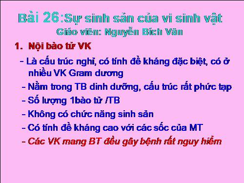 Bài 26. Sinh sản của vi sinh vật