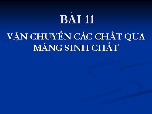 Bài 11. Vận chuyển các chất qua màng sinh chất