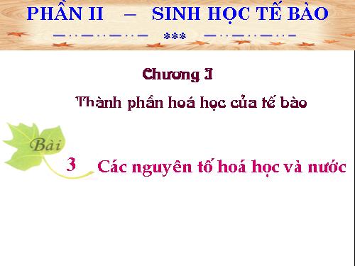 Bài 3. Các nguyên tố hóa học và nước