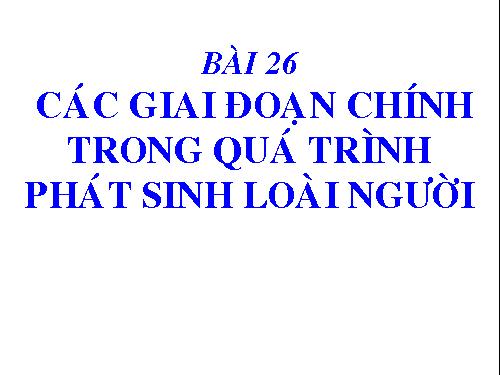 Bài 26: Các giai đoạn chính phát sinh loài người