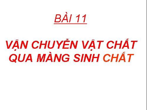 Bài 11. Vận chuyển các chất qua màng sinh chất