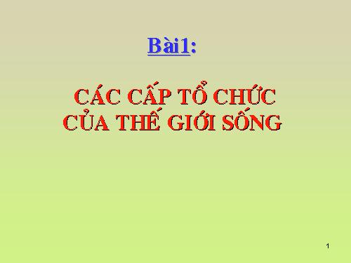 Bài 1. Các cấp tổ chức của thế giới sống