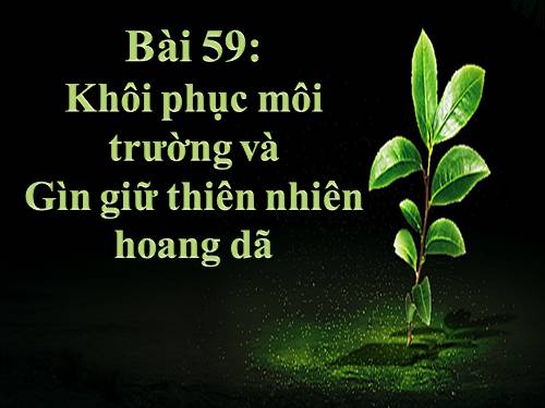 Bài 59. Khôi phục môi trường và gìn giữ thiên nhiên hoang dã