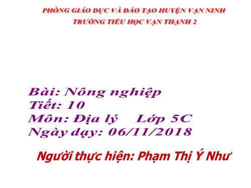 Bài 10. Nông nghiệp