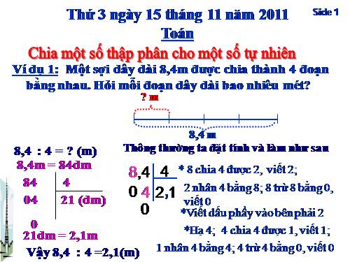 Chia một số thập phân cho một số tự nhiên