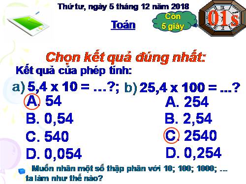 Chia một số tự nhiên cho một số thập phân