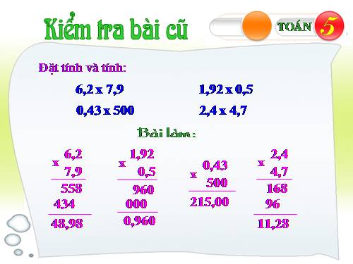 Chia một số tự nhiên cho một số thập phân