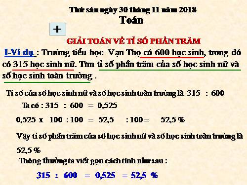 Giải toán về tỉ số phần trăm