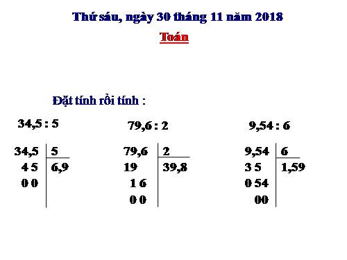 Chia một số thập phân cho 10, 100, 1000,...