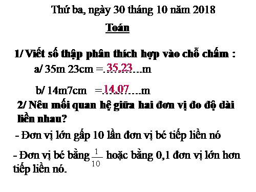 Viết các số đo khối lượng dưới dạng số thập phân