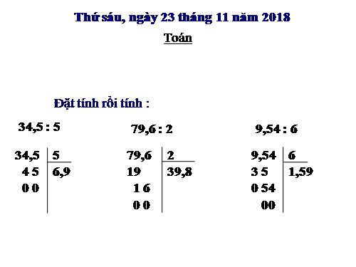 Chia một số thập phân cho 10, 100, 1000,...