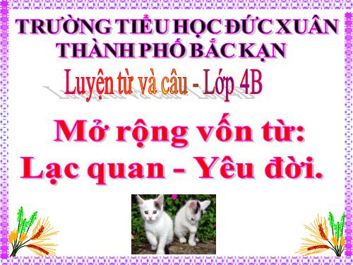 Tuần 33. MRVT: Lạc quan - Yêu đời