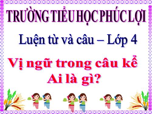 Tuần 24. Vị ngữ trong câu kể Ai là gì?